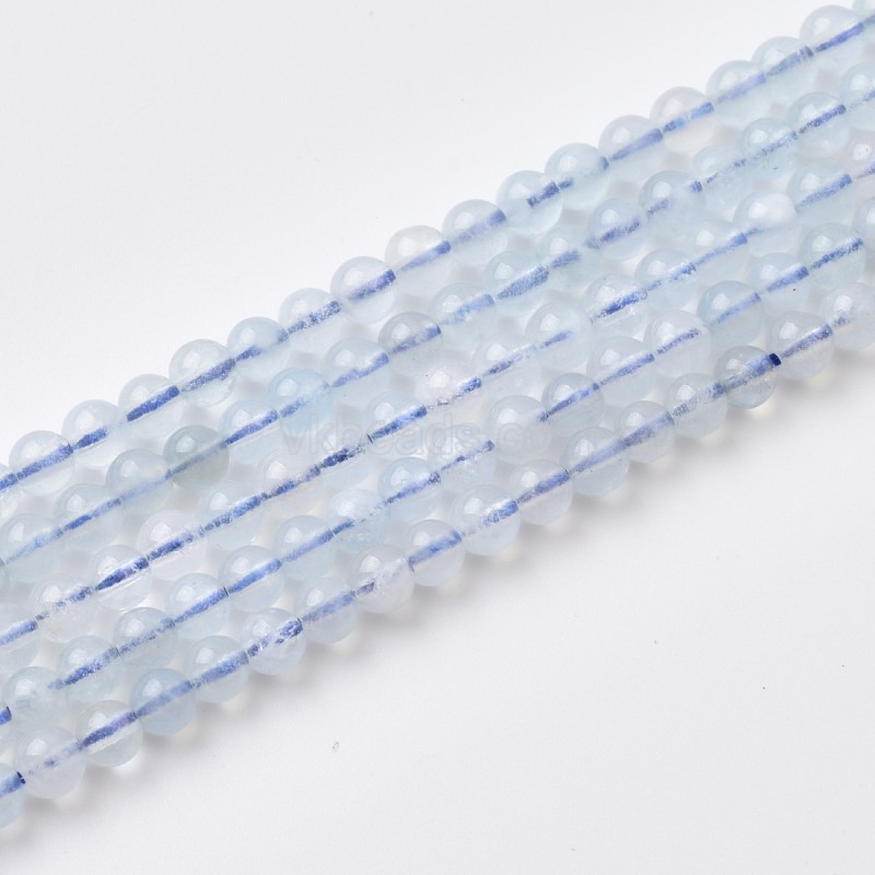 Transparent Aquamarine Smooth Round Beads Strands, Approx 4-14mm, 38cm/strand