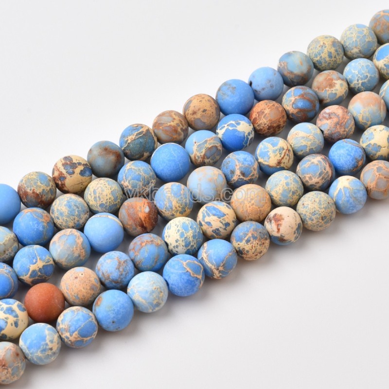 Sky Blue Imperial Jasper Matte Round Beads Strands, Approx 4-14mm, 38cm/strand