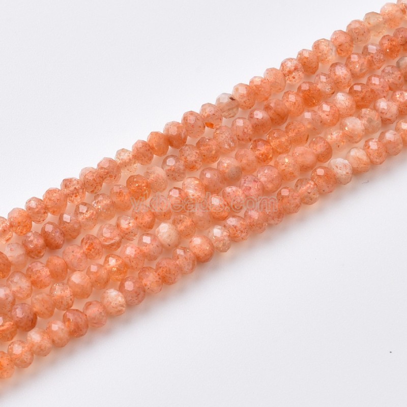 Gold Spot Sunstone Faceted Rondelle Beads Strands, Approx 3x4mm, 38cm/strand
