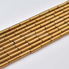 Gold Color Plated Hematite Tube Cylinder Beads Strands, Approx 2x4-6x8mm, 38cm/strand