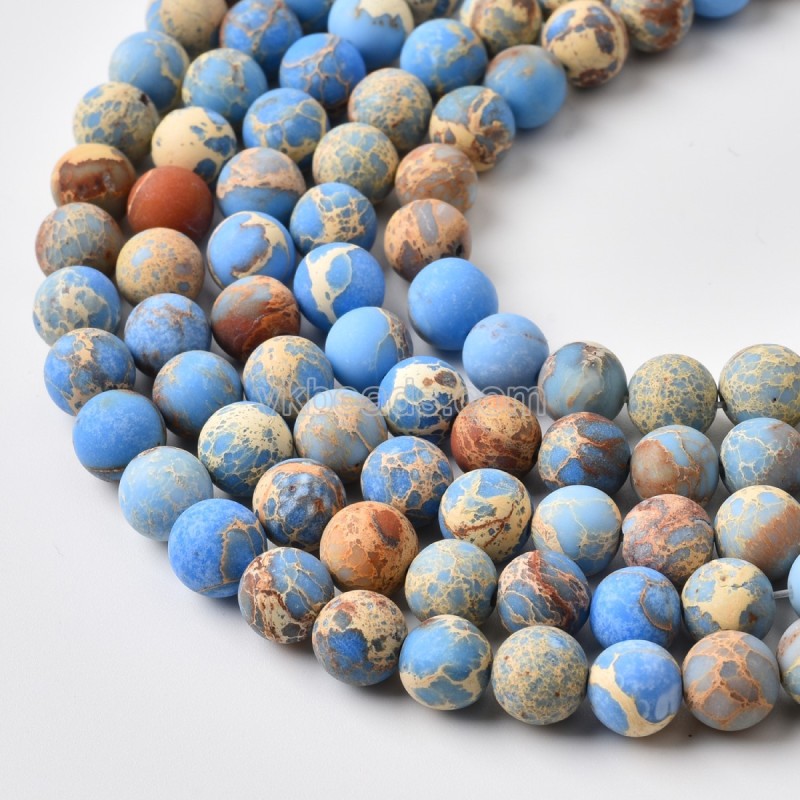 Sky Blue Imperial Jasper Matte Round Beads Strands, Approx 4-14mm, 38cm/strand