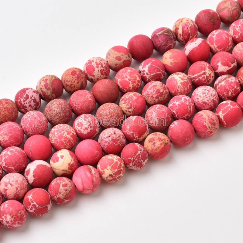 Red Imperial Jasper Matte Round Beads Strands, Approx 4-14mm, 38cm/strand