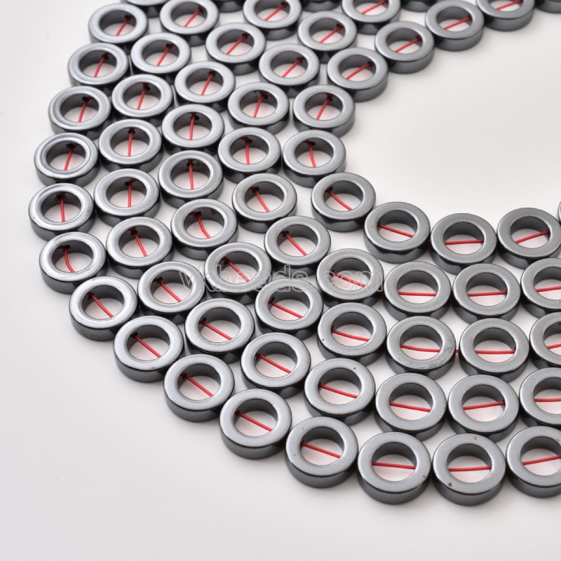 Black Hematite Flat Round Donut Beads Strands, Approx 8-16mm, 38cm/strand