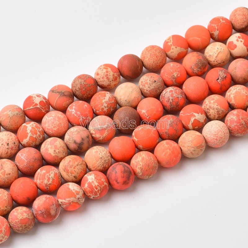 Orange Imperial Jasper Matte Round Beads Strands, Approx 4-14mm, 38cm/strand