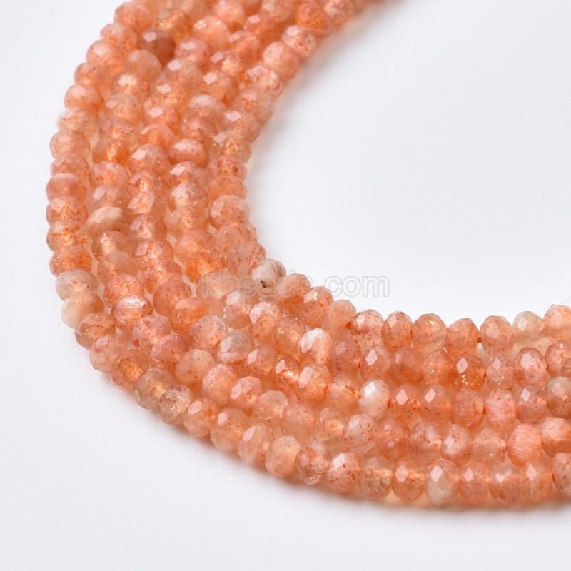 Gold Spot Sunstone Faceted Rondelle Beads Strands, Approx 3x4mm, 38cm/strand