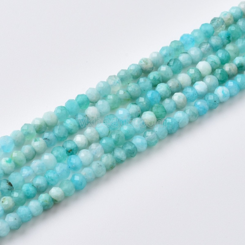 A Grade Amazonite Faceted Rondelle Beads Strands, Approx 2x3-3x4mm, 38cm/strand