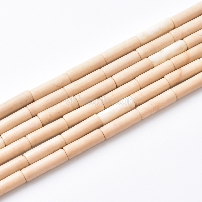 Creamy Petrified Wood Jasper Tube Beads Strands, Approx 4x13mm, 38cm/strand