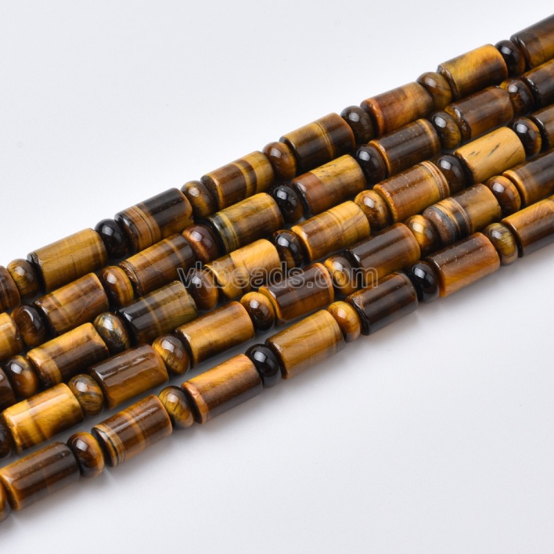 Yellow Tiger Eye Smooth Cylinder+Rondelle Beads Strands, Approx 6x9-8x10mm, 38cm/strand