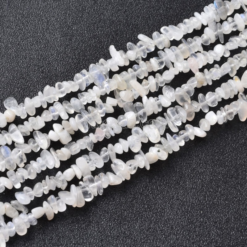 White Moonstone Small Chips Strands, Approx 3x5mm, 80cm/strand