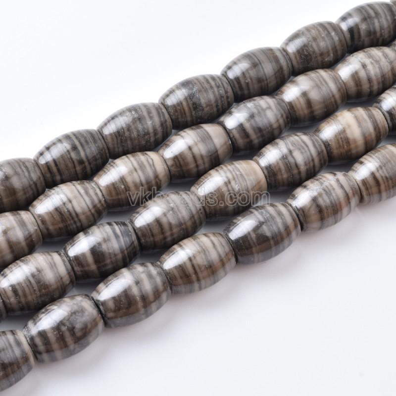 Coffee Brown Swirl Jasper Smooth Barrel Beads Strands, Approx 15x20mm, 38cm/strand