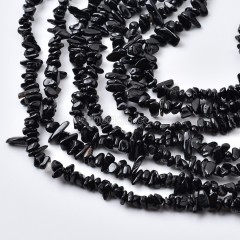Black Tourmaline Small Chips Strands, Approx 3x5mm, 80cm/strand