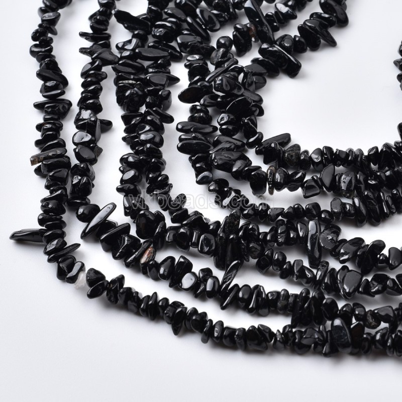 Black Tourmaline Small Chips Strands, Approx 3x5mm, 80cm/strand