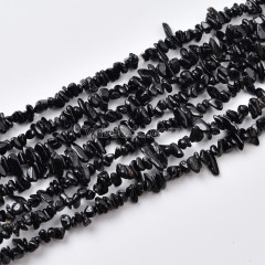 Black Tourmaline Small Chips Strands, Approx 3x5mm, 80cm/strand