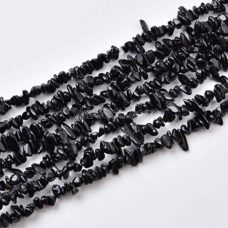 Black Tourmaline Small Chips Strands, Approx 3x5mm, 80cm/strand