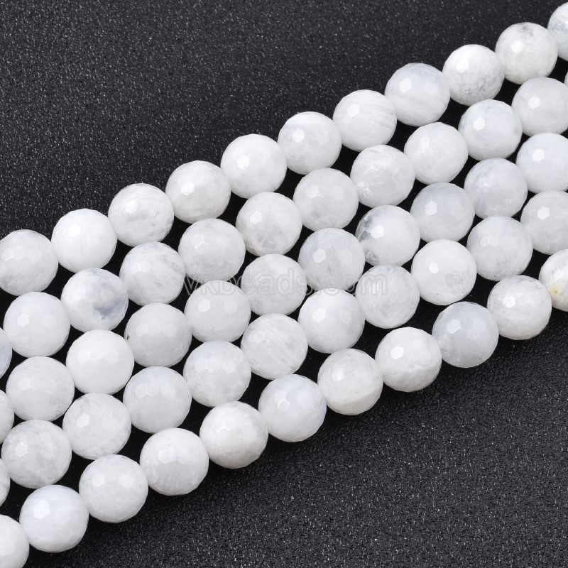 Blue Moonstone Faceted Round Beads Strands, 128 Facets, Approx 6-12mm, Approx 38cm/strand