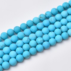Turquoise Blue Magnesite Matte Round Beads Strands, Approx 4-12mm, 38cm/strand