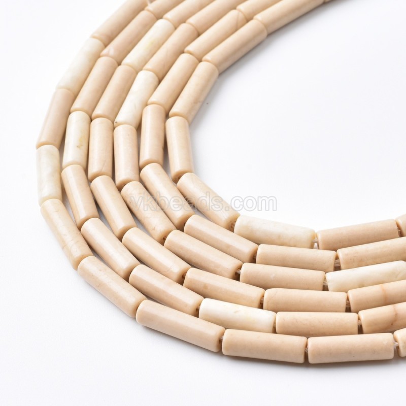 Creamy Petrified Wood Jasper Tube Beads Strands, Approx 4x13mm, 38cm/strand
