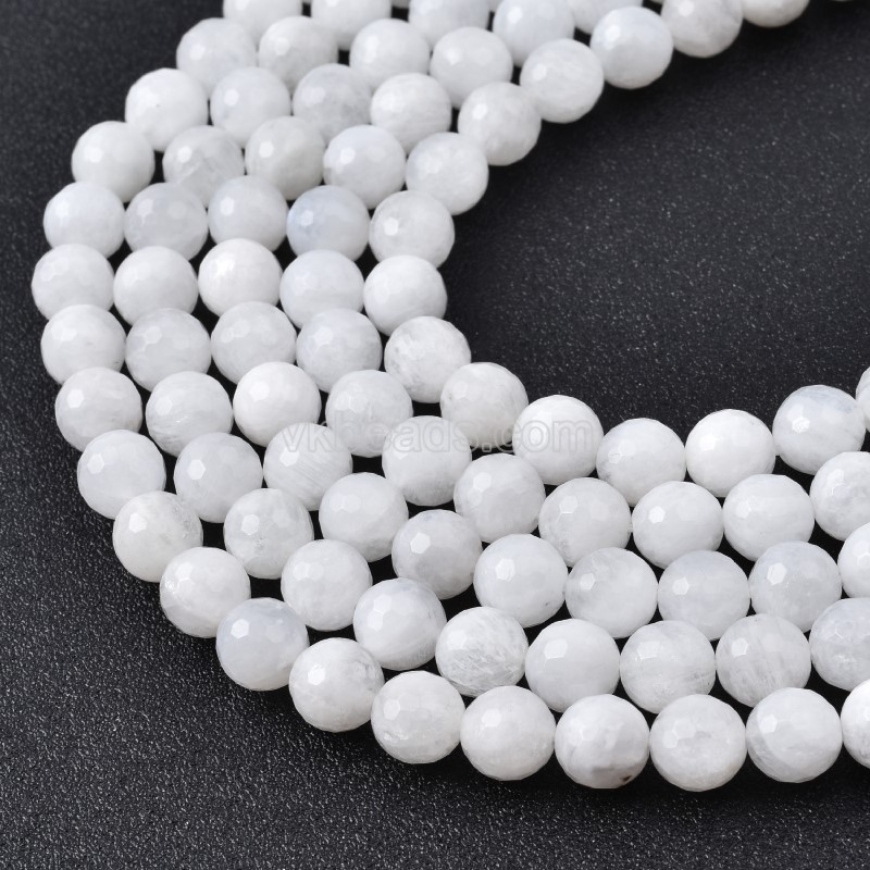 Blue Moonstone Faceted Round Beads Strands, 128 Facets, Approx 6-12mm, Approx 38cm/strand