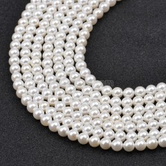 White Shell Pearl Smooth Round Beads Strands, Approx 4-16mm, 38cm/strand