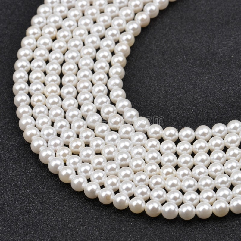 White Shell Pearl Smooth Round Beads Strands, Approx 4-16mm, 38cm/strand