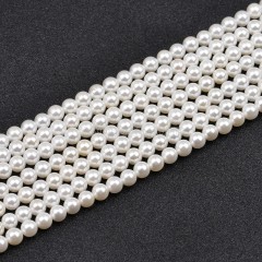 White Shell Pearl Smooth Round Beads Strands, Approx 4-16mm, 38cm/strand