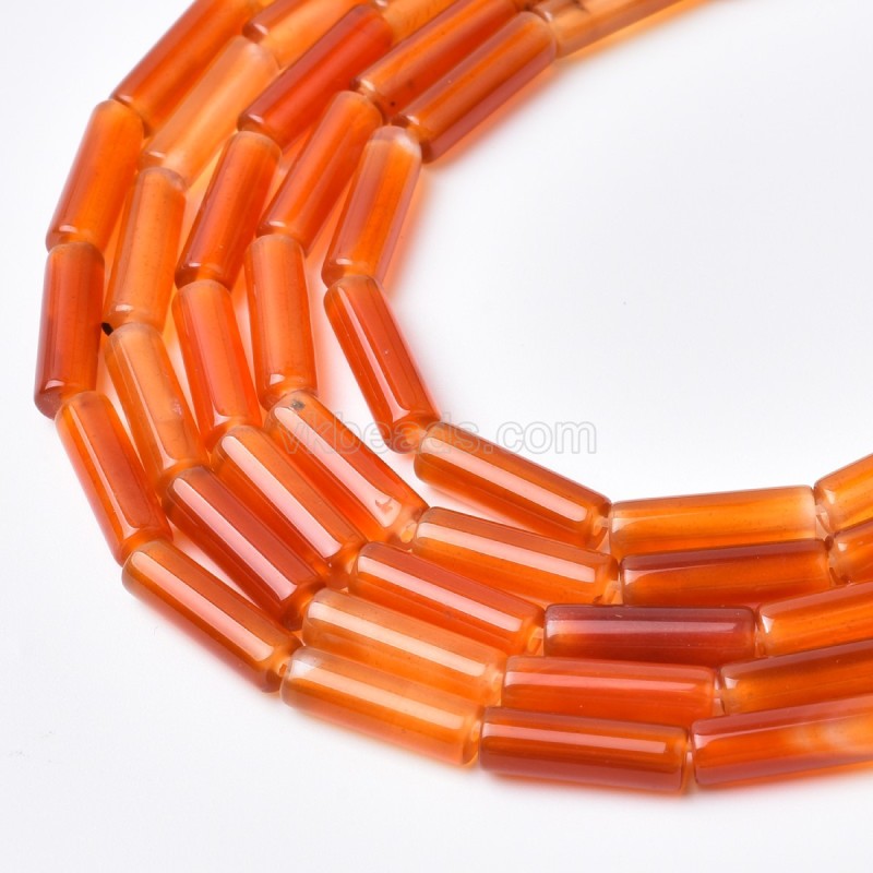 Red Carnelian Smooth Tube Cylinder Beads Strands, Approx 4x13-9x13mm, 38cm/strand