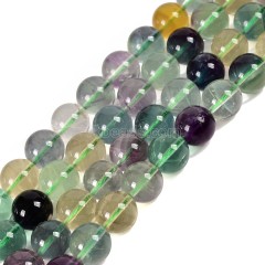 AA Grade Multicolor Fluorite Smooth Round Beads Strands, Approx 8-10mm, 38cm/strand