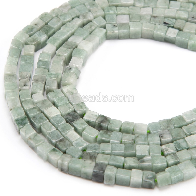 Burmese Jade Cube Beads Strands, Approx 4mm, 38cm/strand