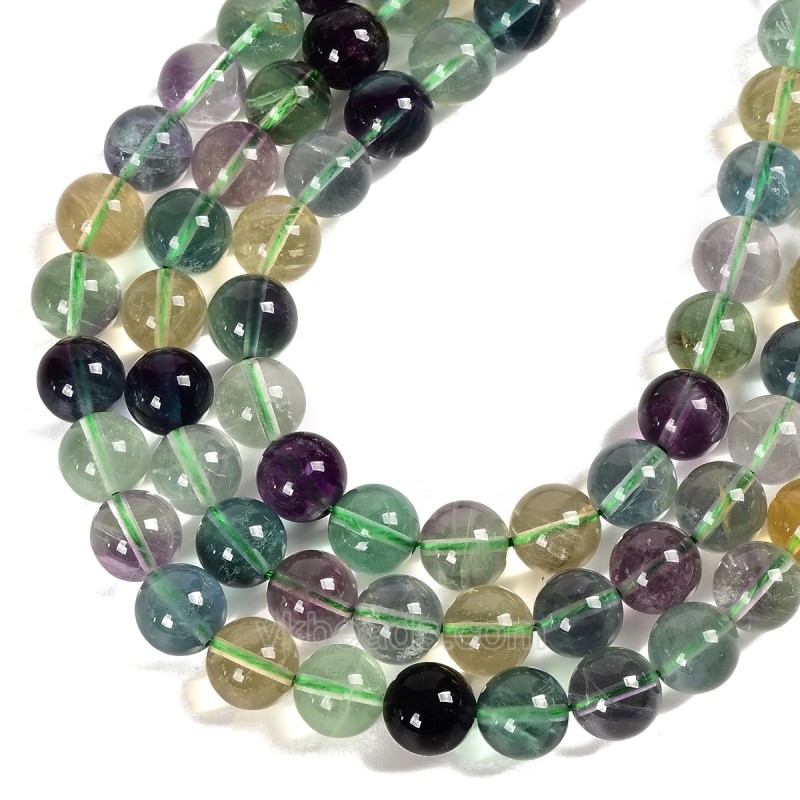 AA Grade Multicolor Fluorite Smooth Round Beads Strands, Approx 8-10mm, 38cm/strand