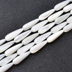 White Trochid Shell Smooth Round Teardrop Beads Strands, Approx 6x20mm, 38cm/strand