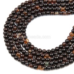 Black Flower Agate  Smooth Round Beads Strands, Approx 2-3mm, 38cm/strand