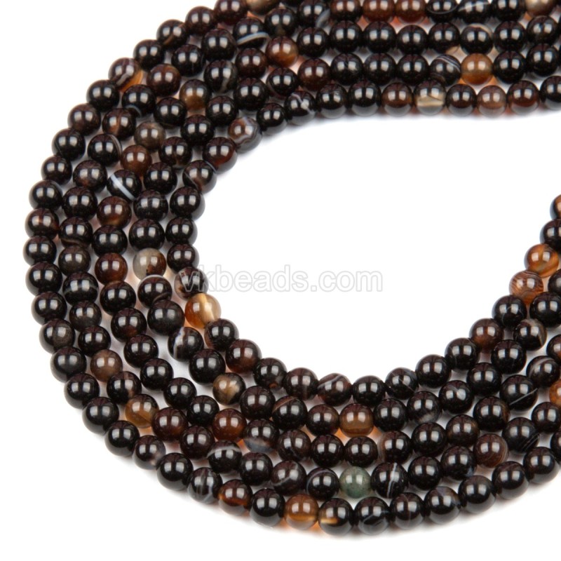 Black Flower Agate  Smooth Round Beads Strands, Approx 2-3mm, 38cm/strand
