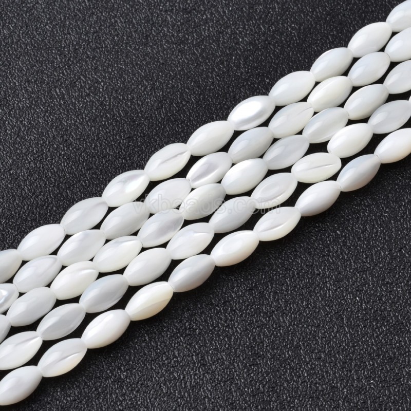 White Trochid Shell Smooth Rice Beads Strands, Approx 4x7mm, 38cm/strand