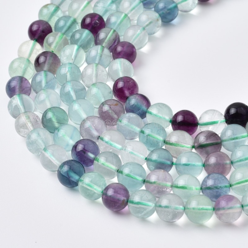 A Grade Multicolor Fluorite Smooth Round Beads Strands, Approx 4-14mm, 38cm/strand