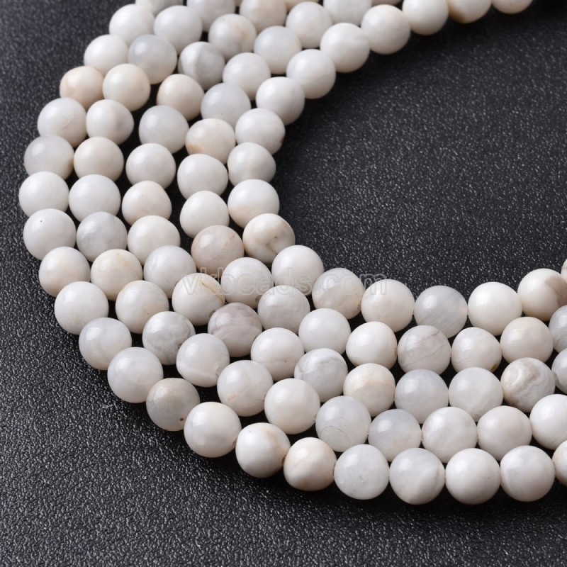 White Crazy Lace Agate Smooth Round Beads Strands, Approx 4-12mm, 38cm/strand