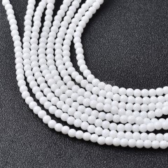White Porcelain Smooth Round Beads Strands, Approx 2-3mm, 38cm/strand