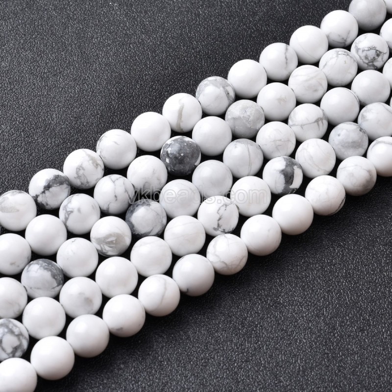 Howlite Smooth Round Beads Strands, Approx 4-14mm, 38cm/strand