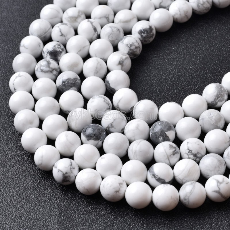 Howlite Smooth Round Beads Strands, Approx 4-14mm, 38cm/strand