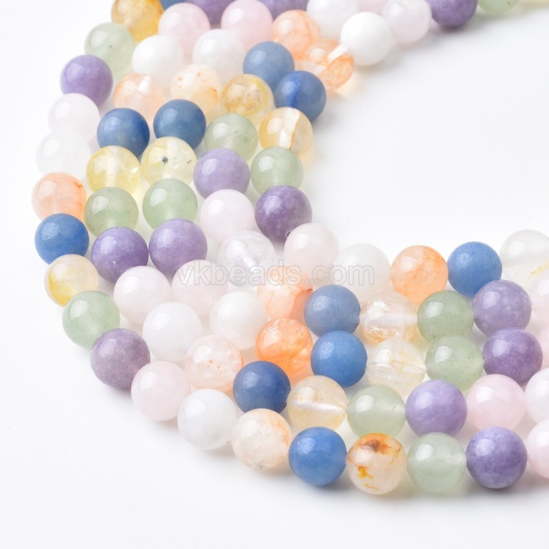 Multi Gemstones Smooth Round Beads Strands, Approx 6-10mm, 38cm/strand