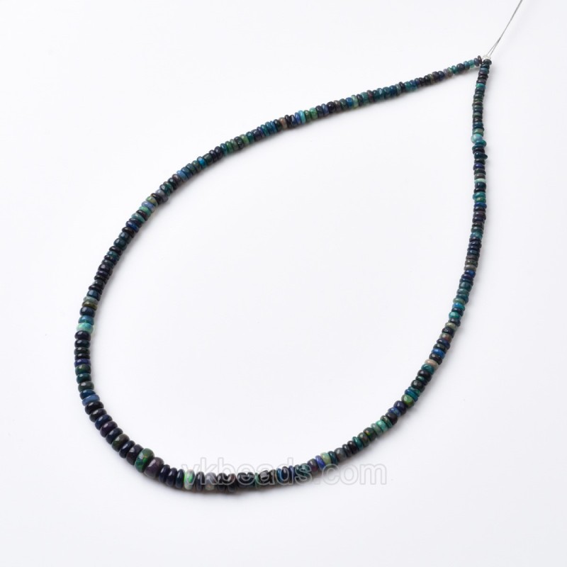 Natural Ethiopian Black Welo Opal Graduated Smooth Rondelle Beads Strands, Approx 2x3-5x6mm, 38cm/strand