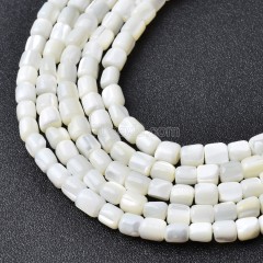 White Trochid Shell Smooth Barrel/Drum Beads Strands, Approx 5x6mm, 38cm/strand