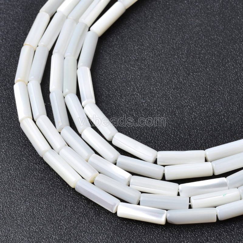 White Trochid Shell Tube Cylinder Beads Strands, Approx 4x13mm, 38cm/strand