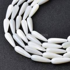 White Trochid Shell Smooth Round Teardrop Beads Strands, Approx 6x20mm, 38cm/strand