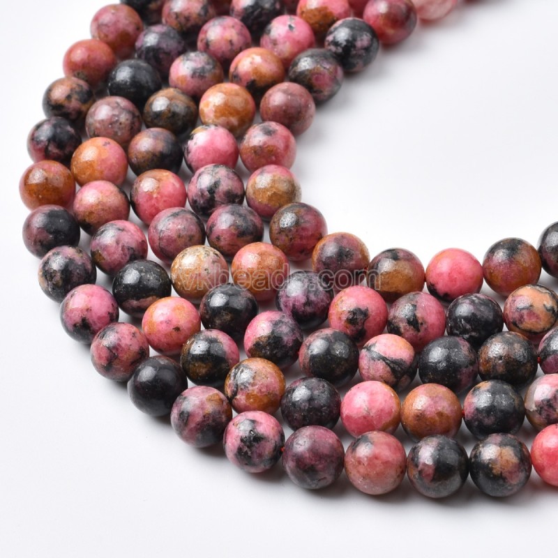 Brazilian Rhodochrosite Smooth Round Beads Strands, Approx 6-10mm, 38cm/strand