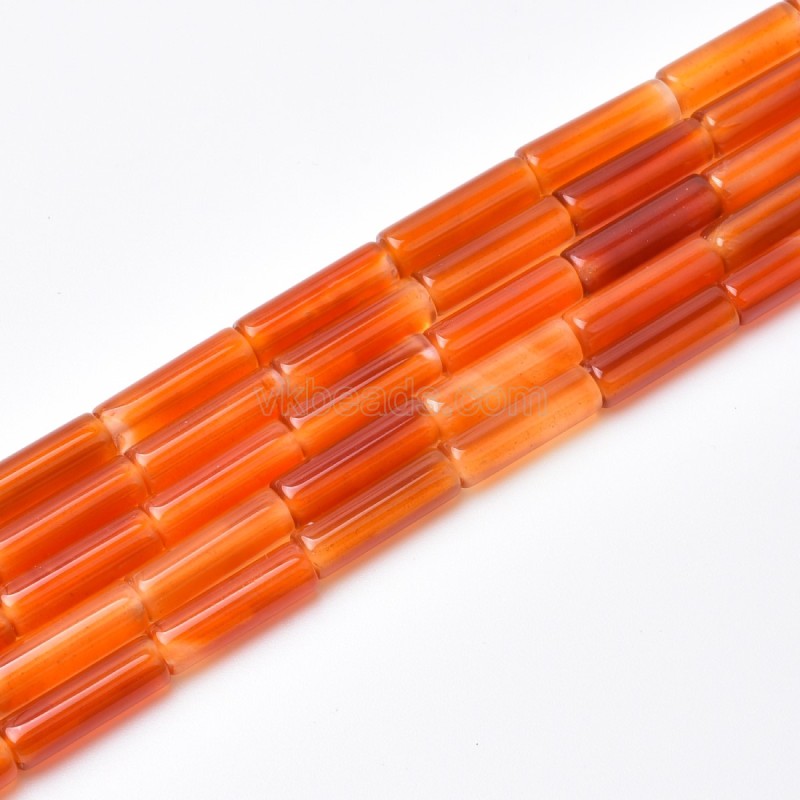 Red Carnelian Smooth Tube Cylinder Beads Strands, Approx 4x13-9x13mm, 38cm/strand