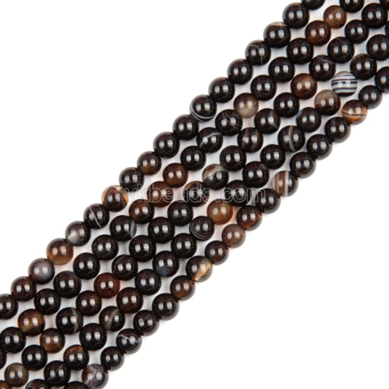 Black Flower Agate  Smooth Round Beads Strands, Approx 2-3mm, 38cm/strand