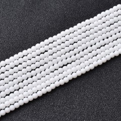 White Porcelain Smooth Round Beads Strands, Approx 2-3mm, 38cm/strand