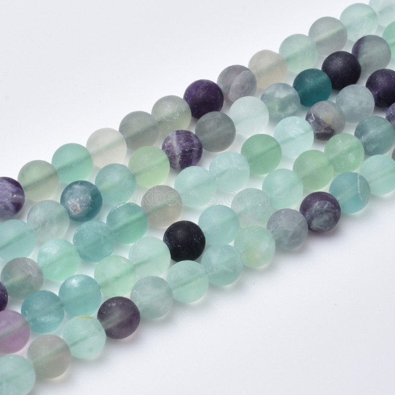 AB Grade Multicolor Fluorite Matte Round Beads Strands, Approx 4-12mm, 38cm/strand
