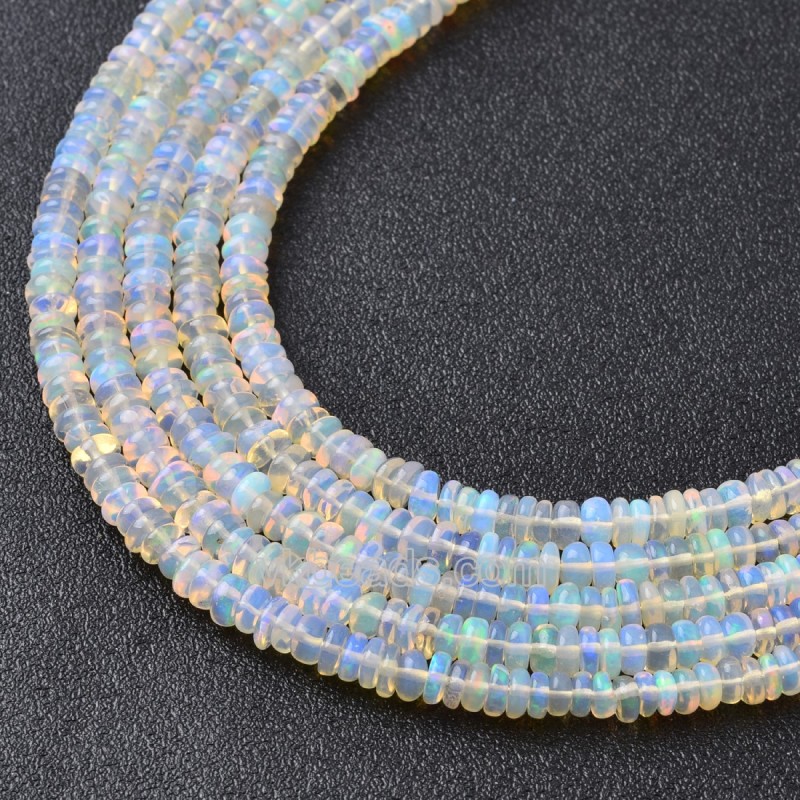 Natural Ethiopian Welo Opal Graduated Smooth Rondelle Beads Strands, Approx 2x3-2x4mm, 38cm/strand