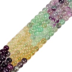 AB+ Grade Gradient Muliticolor Fluorite Smooth Round Beads Strands, Approx 8-12mm, 38cm/strand